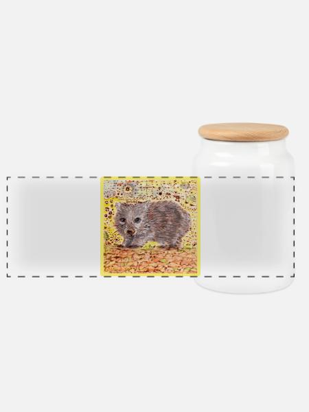 Wombat - Panorama Keksdose mit Holzdeckel - Weiß