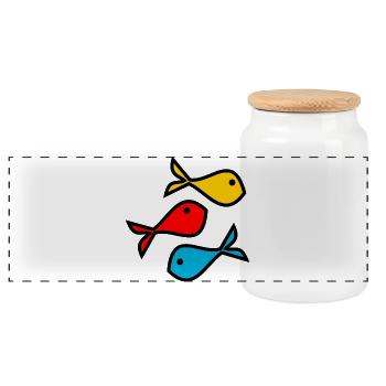 POISSON. MEMOIRE. SARDINE. POISSON D'AVRIL. MER - Boîte à biscuits avec couvercle en bois - blanc - Devant