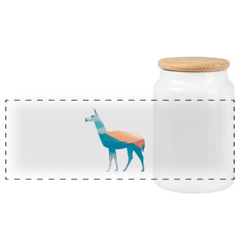 Geometric Llama Mountain Art - Panoramic Cookie Jar with Wooden Lid - white - Front