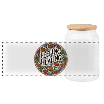 Feeling is Healing Circle Tee - Panoramic Cookie Jar with Wooden Lid - white - Front