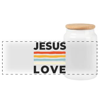 Jesus Love Christliche Nächstenliebe - Panorama Keksdose mit Holzdeckel - Weiß - Vorne