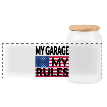 Garage - Panoramic Cookie Jar with Wooden Lid - white - Front