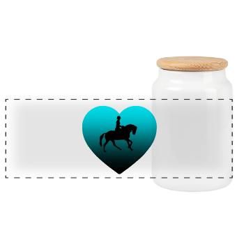 horses - Panoramic Cookie Jar with Wooden Lid - white - Front