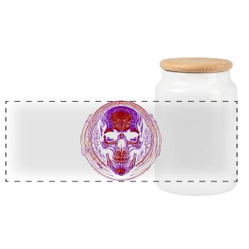 Purple Skull Mandala - Panoramic Cookie Jar with Wooden Lid - white - Front