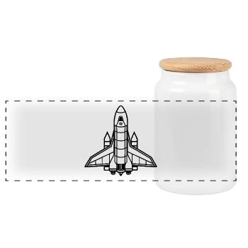 Space shuttle - Panoramic Cookie Jar with Wooden Lid - white - Front