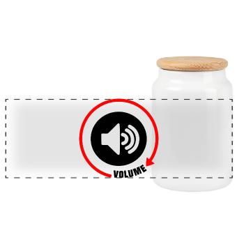 Speaker Volume Knob - Panoramic Cookie Jar with Wooden Lid - white - Front