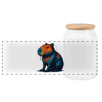 Art pop coloré de castor - Boîte à biscuits avec couvercle en bois - blanc - Devant