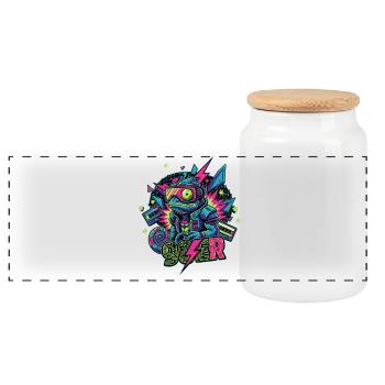 Neopunk Frosch - Panorama Keksdose mit Holzdeckel - Weiß - Vorne