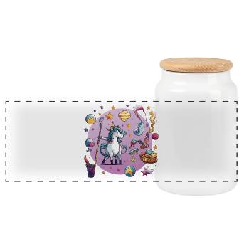 Sort de Licorne Galactique - Boîte à biscuits avec couvercle en bois - blanc - Devant