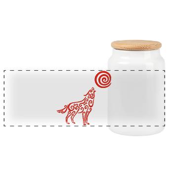 Le loup et la lune rouge - Boîte à biscuits avec couvercle en bois - blanc - Devant