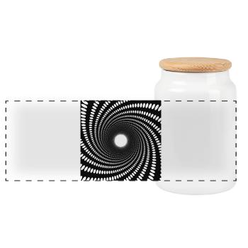 Hypnotischer Punkt-Spiralwirbel - Panorama Keksdose mit Holzdeckel - Weiß - Vorne