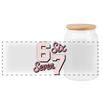 Six Seven Funny 67 Colorful Meme - Panorama Keksdose mit Holzdeckel - Weiß - Vorne