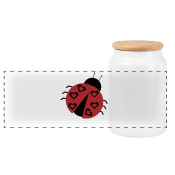 Ladybird - Panoramic Cookie Jar with Wooden Lid - white - Front