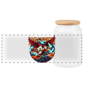 Eagle Mancer Mystic Bird of Prey Sorcerer - Panoramic Cookie Jar with Wooden Lid - white - Front