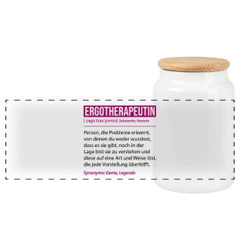 Occupational Therapist Definition Funny Profession Gift - Panoramic Cookie Jar with Wooden Lid - white - Front