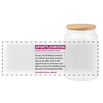 Physical Education Teacher Definition Funny Teacher Gift - Panoramic Cookie Jar with Wooden Lid - white - Front