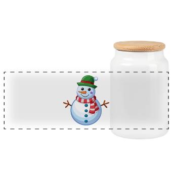 Bonhomme de neige - Boîte à biscuits avec couvercle en bois - blanc - Devant