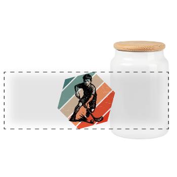Modern Floorball Artwork - Panoramic Cookie Jar with Wooden Lid - white - Front