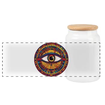 Œil en mosaïque arc-en-ciel - Boîte à biscuits avec couvercle en bois - blanc - Devant