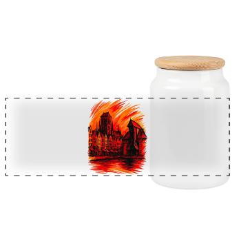 Gdansk Gdańsk City Poland Polska Patriot Gift - Panoramic Cookie Jar with Wooden Lid - white - Front