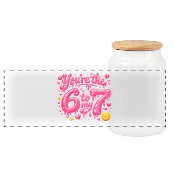 You're the 6 to my 7 - Panoramic Cookie Jar with Wooden Lid - white - Front