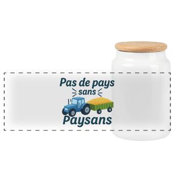 Pas de pays sans Paysans - Boîte à biscuits avec couvercle en bois - blanc - Devant