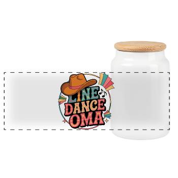 Line Dance Oma Retro - Panorama Keksdose mit Holzdeckel - Weiß - Vorne