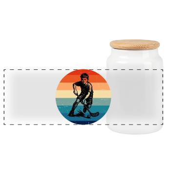 Motif minimaliste de floorball - Boîte à biscuits avec couvercle en bois - blanc - Devant