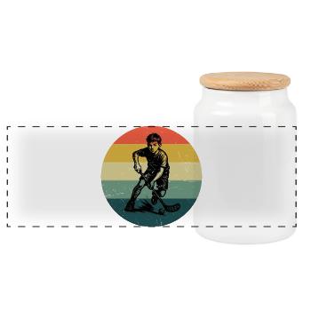 Floorball perfect for every floorball - Panoramic Cookie Jar with Wooden Lid - white - Front