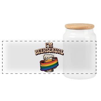 Ich bin Biersexuell – Cooles Bier-Logo - Panorama Keksdose mit Holzdeckel - Weiß - Vorne