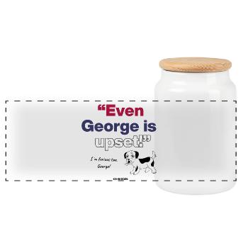  Even George Is Upset, Meme Dog is upseet with US - Panorama Keksdose mit Holzdeckel - Weiß - Vorne