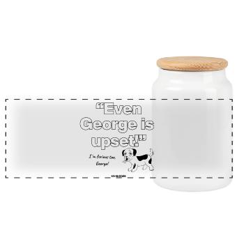 Even George Is Upset, US Dog is upset - Panorama Keksdose mit Holzdeckel - Weiß - Vorne