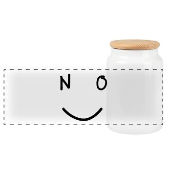 NO Smile Minimalistisch Gute Laune Design - Panorama Keksdose mit Holzdeckel - Weiß - Vorne