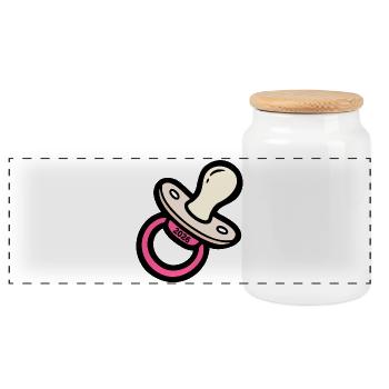 Baby pacifier baby birth 2026 - Panoramic Cookie Jar with Wooden Lid - white - Front