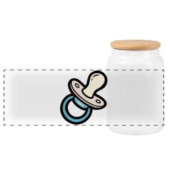 Announcing Baby - Pacifier 2026 - Panoramic Cookie Jar with Wooden Lid - white - Front