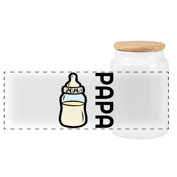 Announcing Baby - Dad 2026 Baby Bottle - Panoramic Cookie Jar with Wooden Lid - white - Front