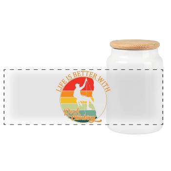 La vie est meilleure avec l’escalade - Boîte à biscuits avec couvercle en bois - blanc - Devant
