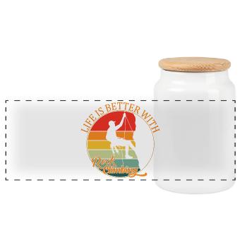 La vie est meilleure avec l’escalade - Boîte à biscuits avec couvercle en bois - blanc - Devant