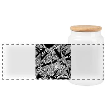 Design abstrait noir et blanc n°4 - Boîte à biscuits avec couvercle en bois - blanc - Devant