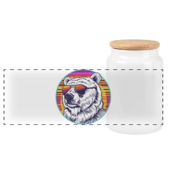 Lunettes de soleil rétro Polar Bear - Boîte à biscuits avec couvercle en bois - blanc - Devant