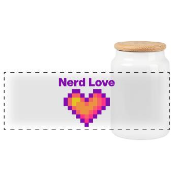 Amour de nerd – Cœur de pixels, Gamer Lovee Language - Boîte à biscuits avec couvercle en bois - blanc - Devant