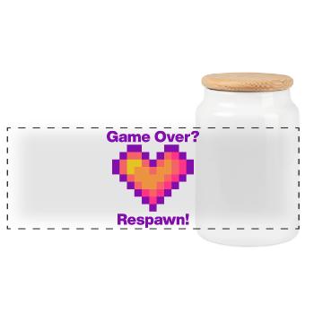 Fin du jeu? Réapparition avec le cœur, langage de l’amour des joueurs - Boîte à biscuits avec couvercle en bois - blanc - Devant