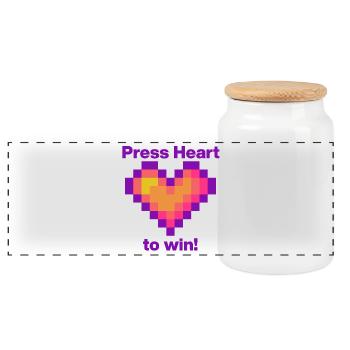 Press Heart to Win,Gamer Love Language - Panorama Keksdose mit Holzdeckel - Weiß - Vorne