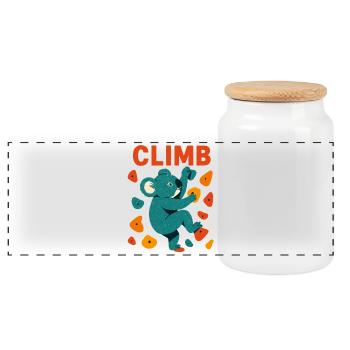 Bouldern Koala Koalabär Aufstieg Klettern Geschenk - Panorama Keksdose mit Holzdeckel - Weiß - Vorne