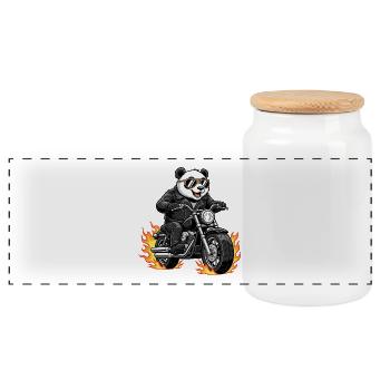Cool Biker Panda Motorcycle Flames - Boîte à biscuits avec couvercle en bois - blanc - Devant