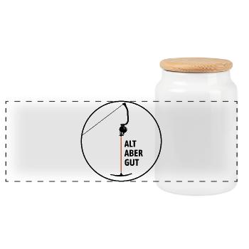 Ankerlift | Old but good, ski holidays - Panoramic Cookie Jar with Wooden Lid - white - Front