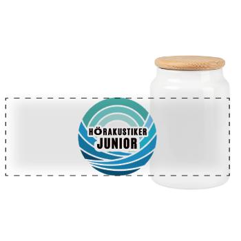 Hörakustiker Junior Nachfolger Sohn Kind Junge - Panorama Keksdose mit Holzdeckel - Weiß - Vorne