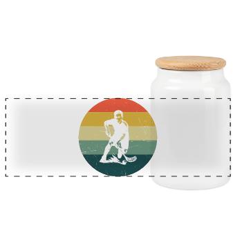 Fresh floorball motif for floorball - Panoramic Cookie Jar with Wooden Lid - white - Front