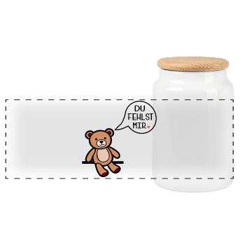 Tu me manques - ours - Boîte à biscuits avec couvercle en bois - blanc - Devant