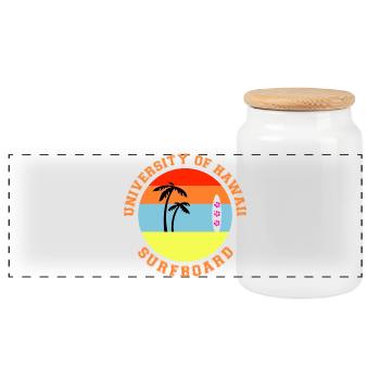 Surfboard University of Hawaii Retro - Panoramic Cookie Jar with Wooden Lid - white - Front